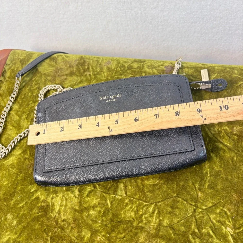 Kate Spade New York Black Pebbled Leather Crossbody Bag Gold Chain Strap